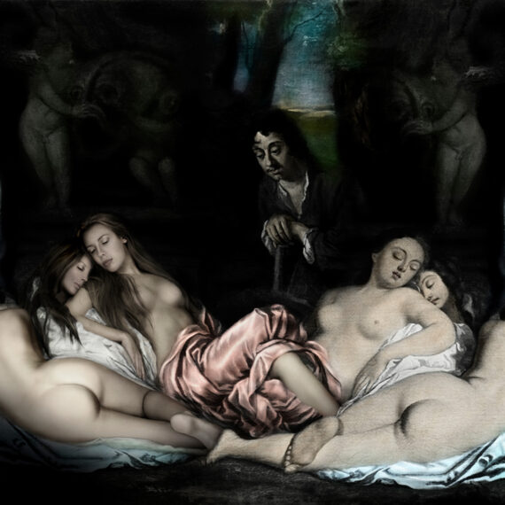 photography mixed with old masters painting reclining nudes
