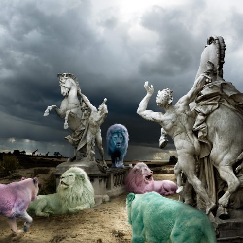 Pastel Lions and a dream-like landscape from candy dream series by cheraine collette