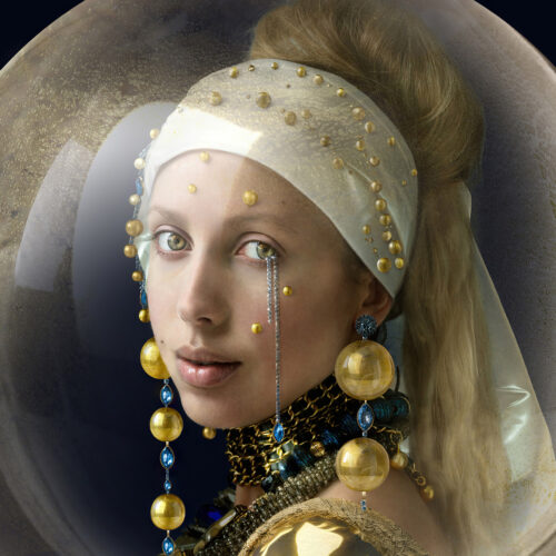 girl with golden pearl earrings inspired by vermeer girl with the pearl earring