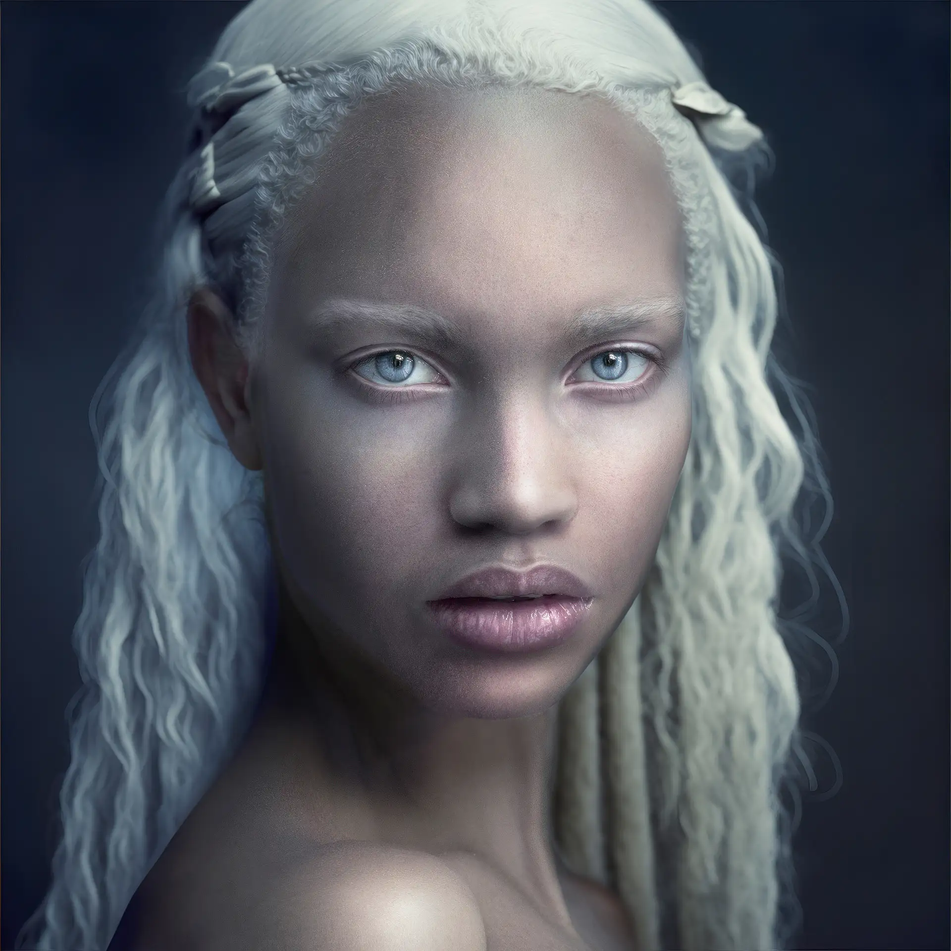 portrait of an african albino girl